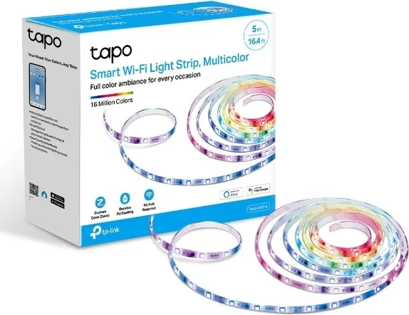 TP-LINK Tapo L920-5, Multi-Color Smart Wi-Fi LED Strip, Wi-Fi App Control RGBW Multi-Color LED Strip, PU Coating, Sync with Music, Works with Alexa and Google Home and Apple HomeKit