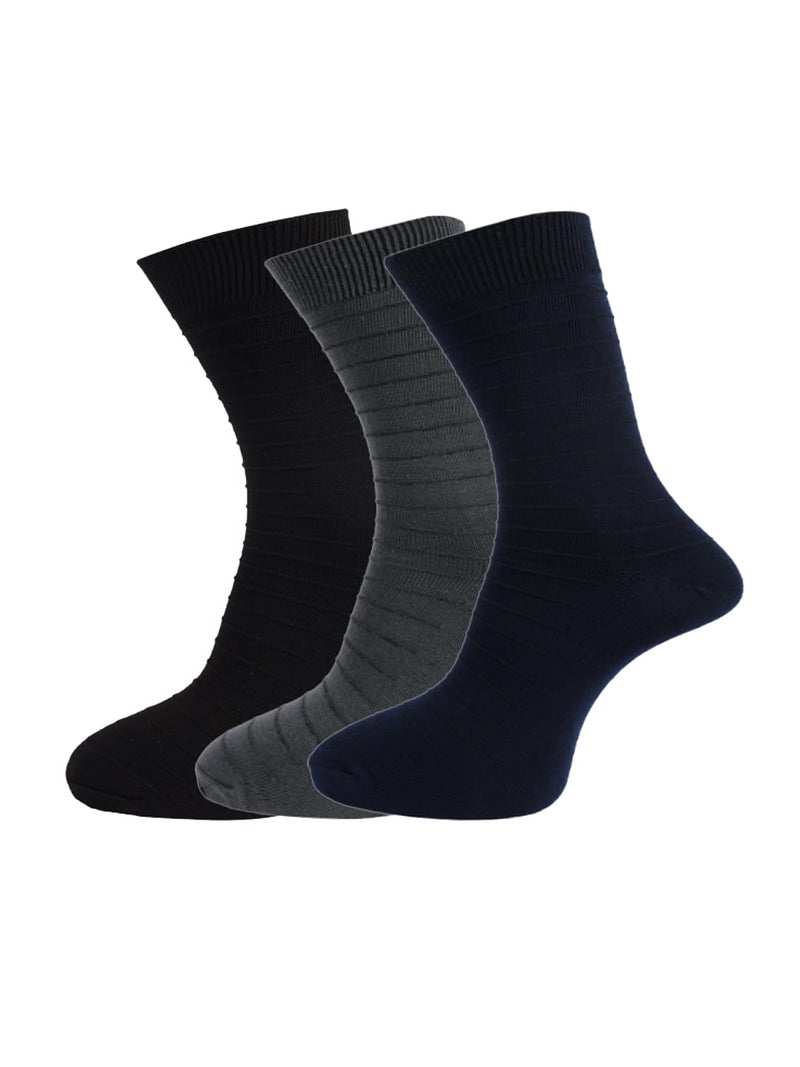 Dollar Full Length Cotton Comfort Socks for Men, Compact Cotton Stretch Crew/Mid Calf Length Socks (Free Size Pack of 3) - Image 1
