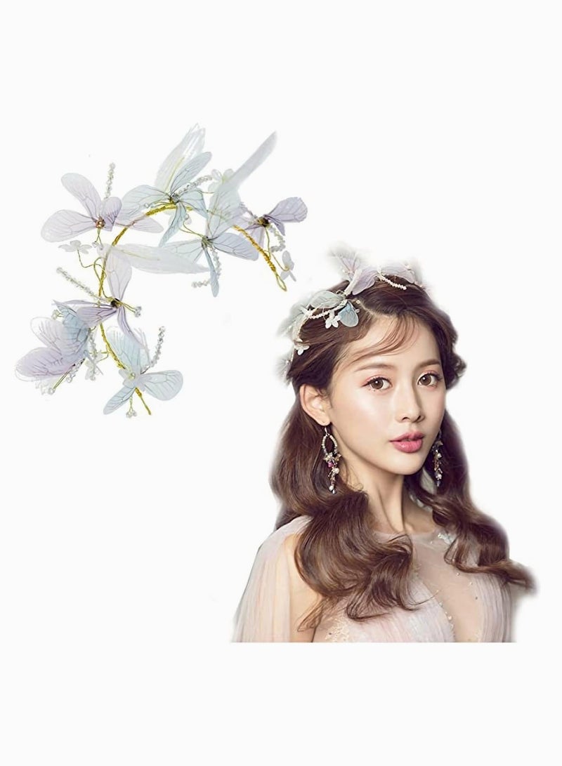 Loquat Hairband Wreath Girls,  Wedding Boho Floral Crown, Elastic Ribbon Colored Headband, Hair Band, Wedding Hair Wreath Flowers, Headdress Headbands Garland Ladies Adjustable - Image 1