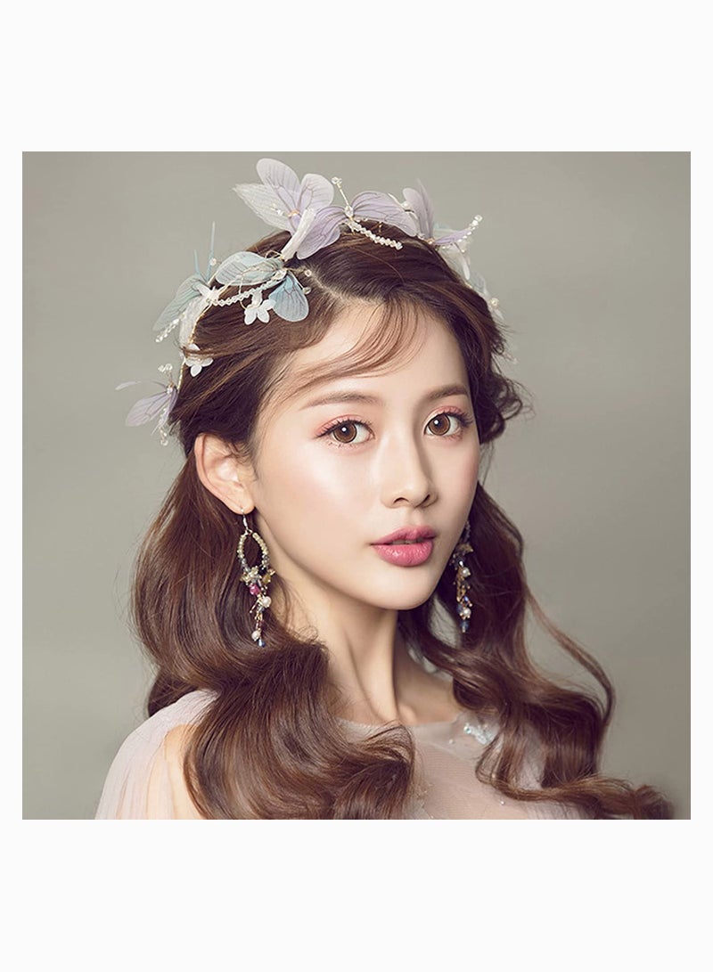 Loquat Hairband Wreath Girls,  Wedding Boho Floral Crown, Elastic Ribbon Colored Headband, Hair Band, Wedding Hair Wreath Flowers, Headdress Headbands Garland Ladies Adjustable - Image 4