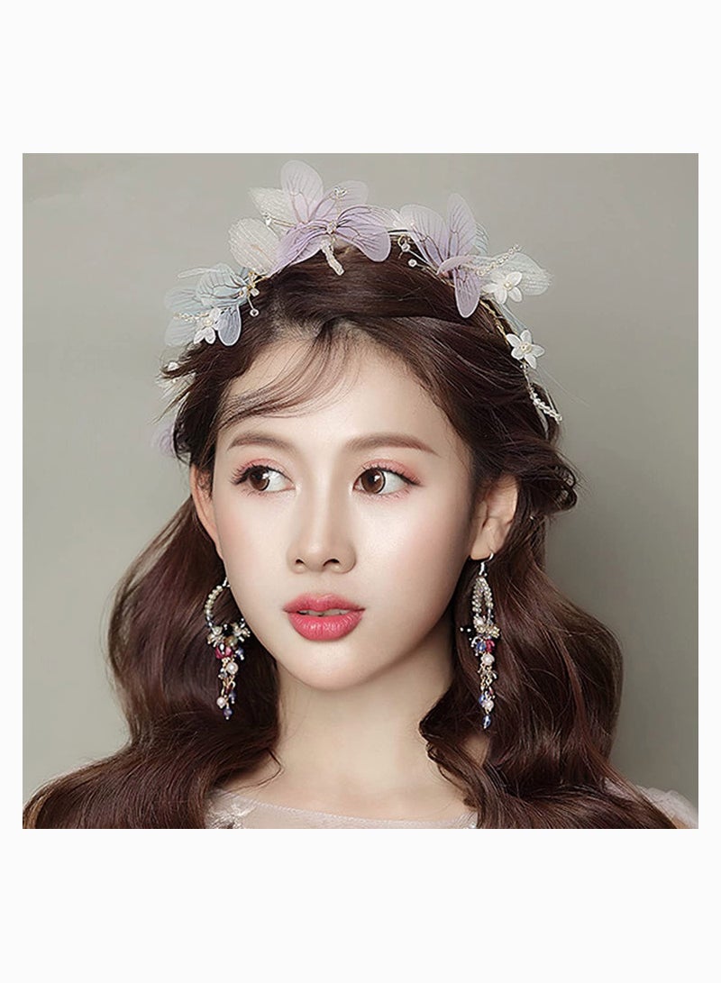 Loquat Hairband Wreath Girls,  Wedding Boho Floral Crown, Elastic Ribbon Colored Headband, Hair Band, Wedding Hair Wreath Flowers, Headdress Headbands Garland Ladies Adjustable - Image 2