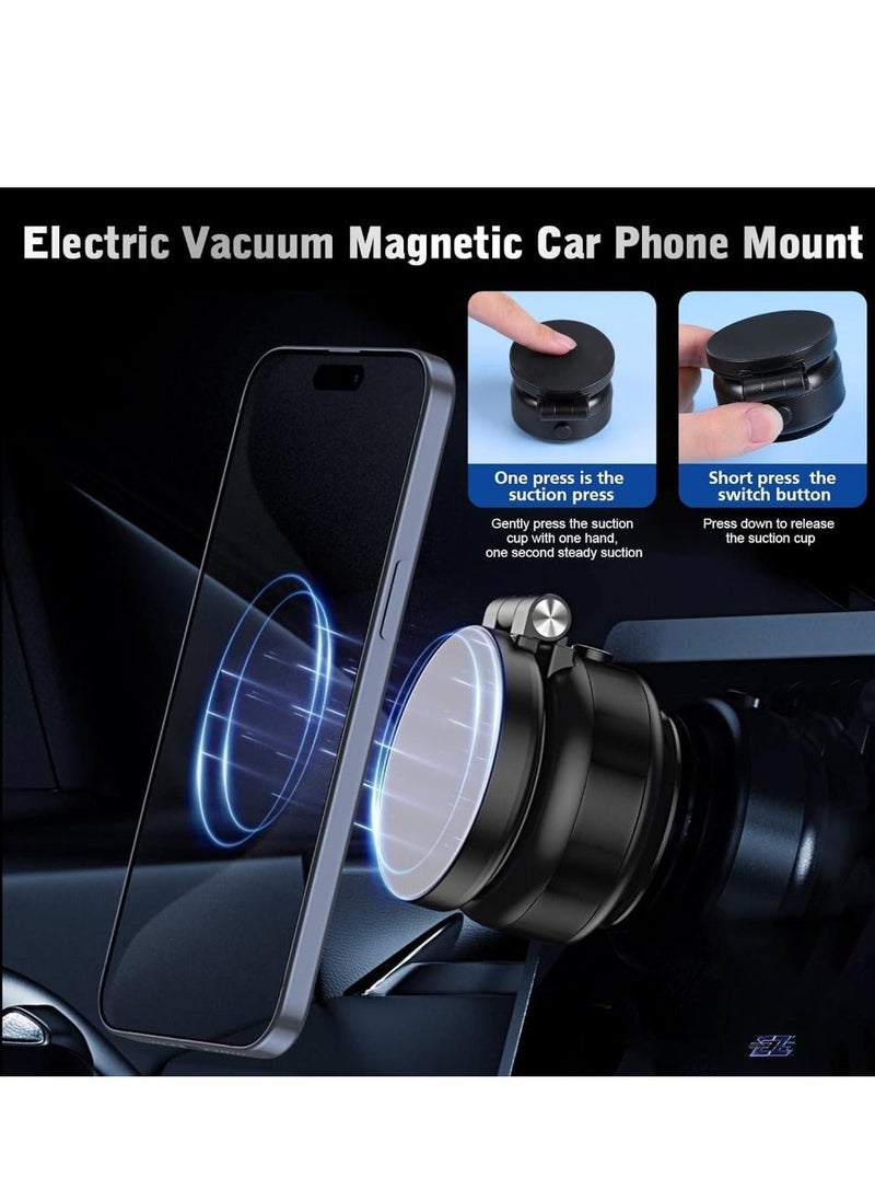 ELTRAZONE Electric Vacuum Magnetic Suction Phone Mount – 360° Rotating Magnetic Phone Holder, Foldable Smart Double-Sided Suction Design, Strong Magnetic Car Phone Holder for Car, Mirror, & Smooth Surfaces – Premium Silver (Universal Compatibility)  - Image 2