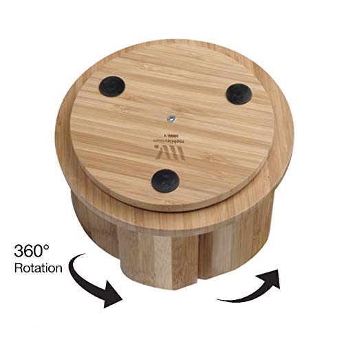 MobileVision Bamboo Circular Rotating Makeup Organizer, 5 Sections for Cosmetic Brushes, Lipsticks, Eye Liners, Accessories, Beauty Products & More - Image 5