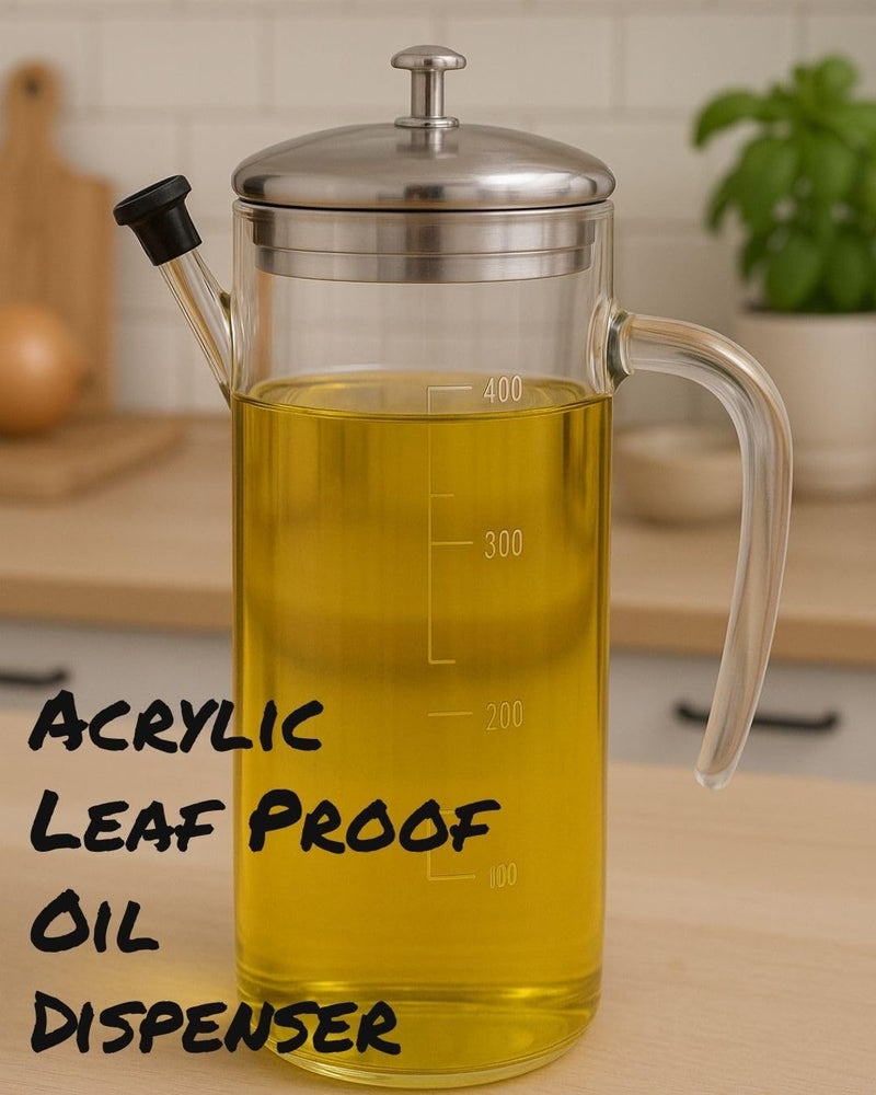DiBha Acrylic Leaf Proof Oil Bottle, Oil Dispenser, Oil Container For Daily Use in Kitchen, Color- White (Capacity-500ml) - Image 3