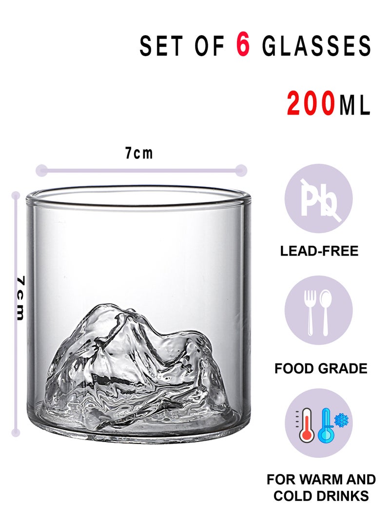 6-Piece Transparent 200Ml High Borosilicate Glass Mountain-View Cups – Unique Hidden Mountain Design Drinking Glasses For Beverage Serving - Image 2