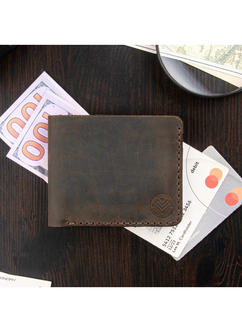 Vagave Leather Handmade Wallet Card Holder Men's Wallet Khaki Green  - Image 3