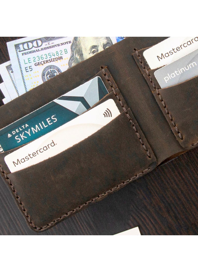 Vagave Leather Handmade Wallet Card Holder Men's Wallet Khaki Green  - Image 1