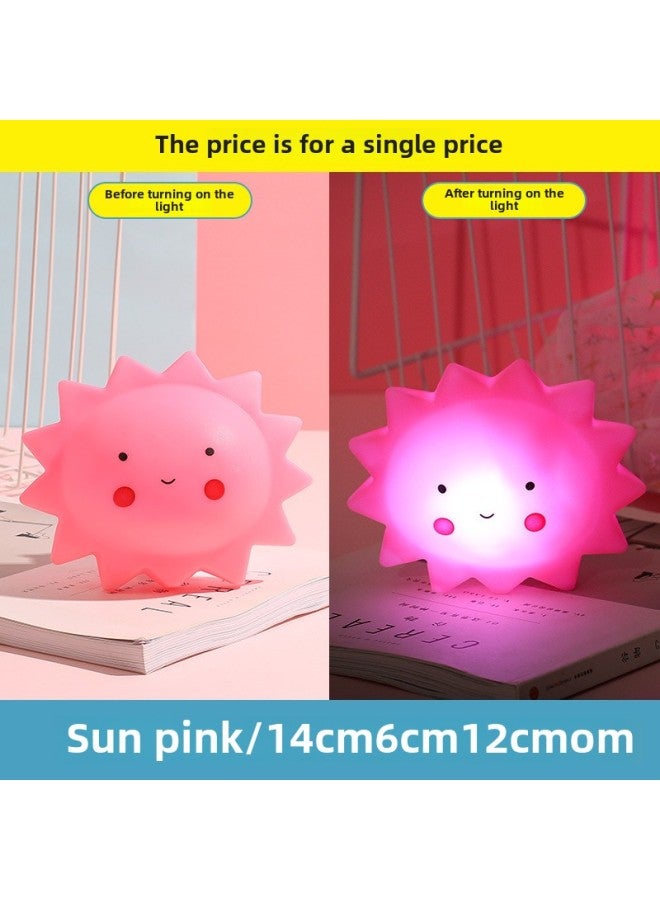 Unicorn Starry Sky Sun Glitter Ice Cream Night Light Children's Room Decor Feeding Little Night Light Luminous Toy-Color:Sun (powder) - Image 1