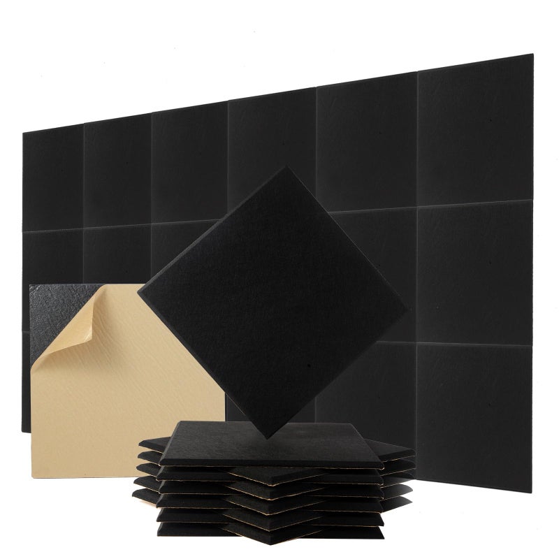 Durbles Acoustic Wall Panels Noise Cancelling Tiles for Home Studio Office Quality Sound Proofing Sound Proof Foam Panels for Walls Easy to Install Insulation Tiles 18 Pack Black - Image 2