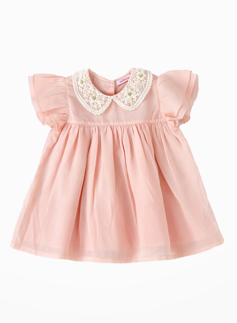 Jelliene Sunny Smiles: Girls' Breezy Woven Dress Comfy Style & Spring Adventures  - Image 1