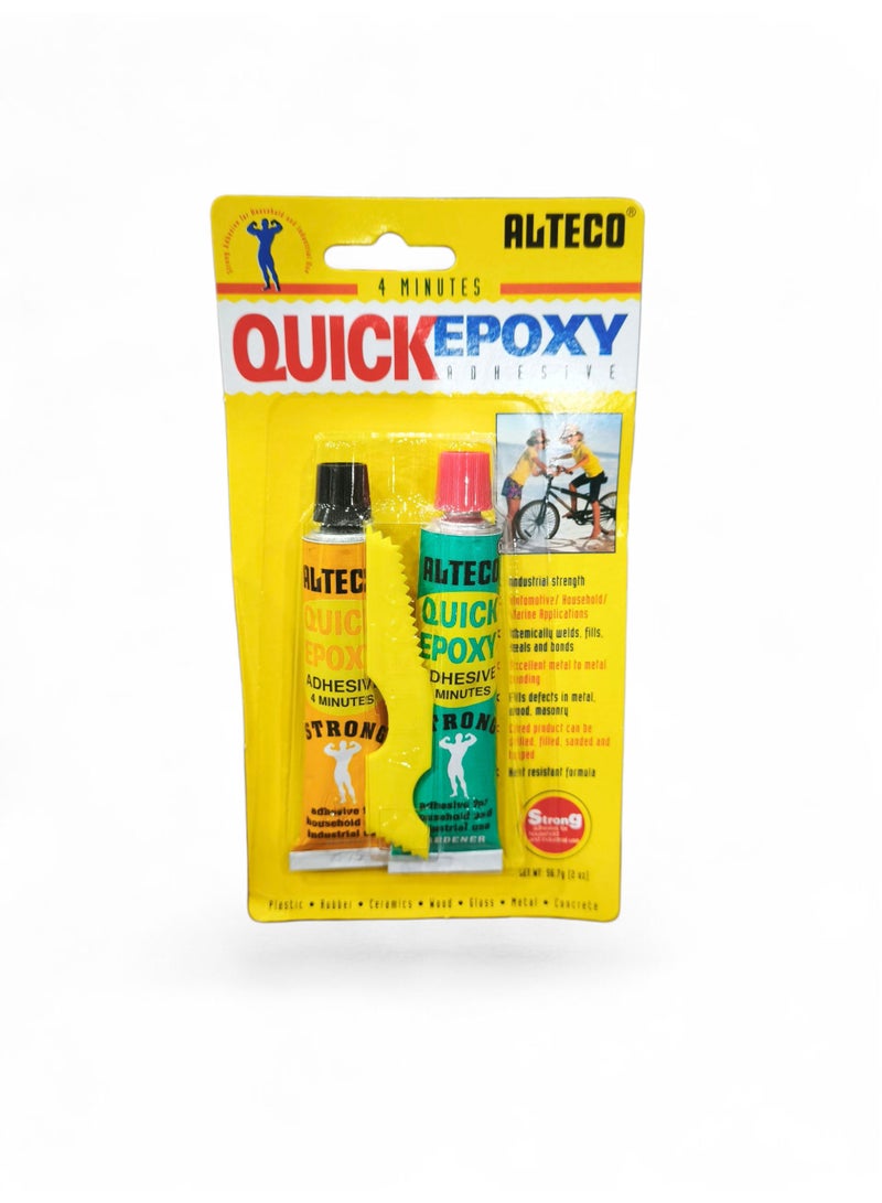 ALTECO Quick Epoxy 2-Part Adhesive - Heavy-Duty Bond for Fabric, Stone, Metal, Glass, Concrete, Rubber, Ceramic, Wood, Plastic – Fast-Drying, Durable, Waterproof, Strong Adhesive for Home, Office, and DIY Projects - Image 1