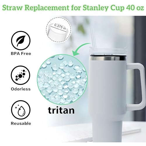 VGHNQ Straw Replacement for Stanley Cup 40 oz | 6 PCS Reusable Straws with Stanley 40oz Tumblers | Reusable Tritan Straws with 1 Cleaning Brush | 12 inch Tumbler Accessories, BPA-Free Dishwasher Safe Clear - Image 5