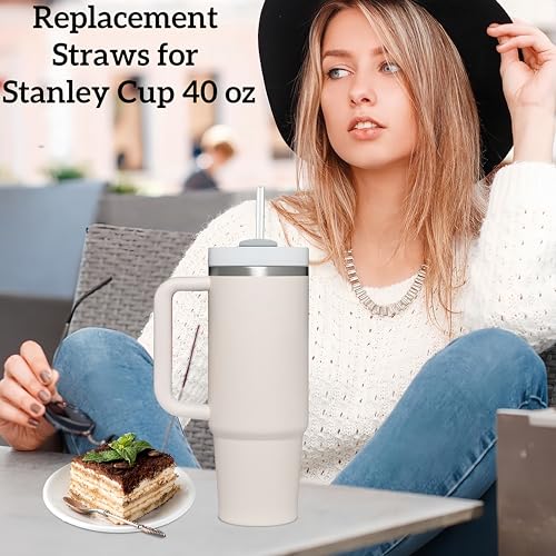 VGHNQ Straw Replacement for Stanley Cup 40 oz | 6 PCS Reusable Straws with Stanley 40oz Tumblers | Reusable Tritan Straws with 1 Cleaning Brush | 12 inch Tumbler Accessories, BPA-Free Dishwasher Safe Clear - Image 2