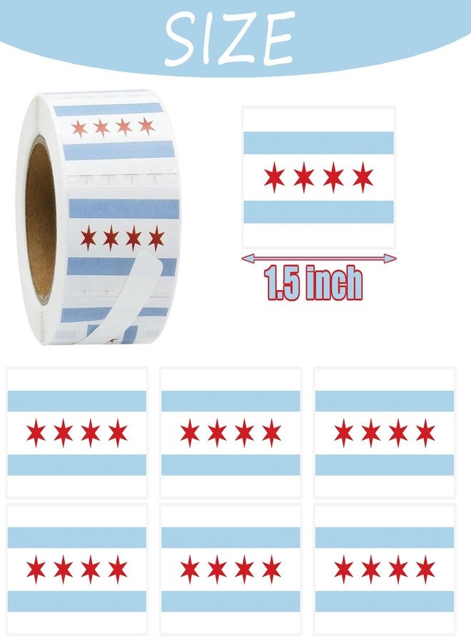 CupaPlay 500 Pieces Chicago Labels Roll Stickers - Chicagoan Flag Party Supplies Decorations Favors Jar Containers Letter City of Chicago IL Flags Sticker Independence Day Patriotic Labels Decals - Image 2