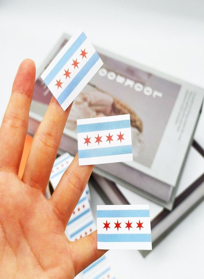 CupaPlay 500 Pieces Chicago Labels Roll Stickers - Chicagoan Flag Party Supplies Decorations Favors Jar Containers Letter City of Chicago IL Flags Sticker Independence Day Patriotic Labels Decals - Image 3