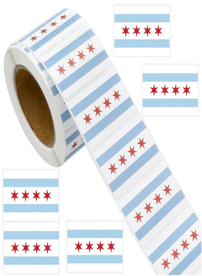 CupaPlay 500 Pieces Chicago Labels Roll Stickers - Chicagoan Flag Party Supplies Decorations Favors Jar Containers Letter City of Chicago IL Flags Sticker Independence Day Patriotic Labels Decals - Image 1