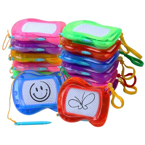 Plzoslly 12 Pack Mini Magnetic Drawing Board for Kids Small Magnetic Doodle Board Set Backpack Keychain Clip Drawing Board Erasable Sketch and Painting Pad for Party Favor Boys and Girls6 Colors - Image 1