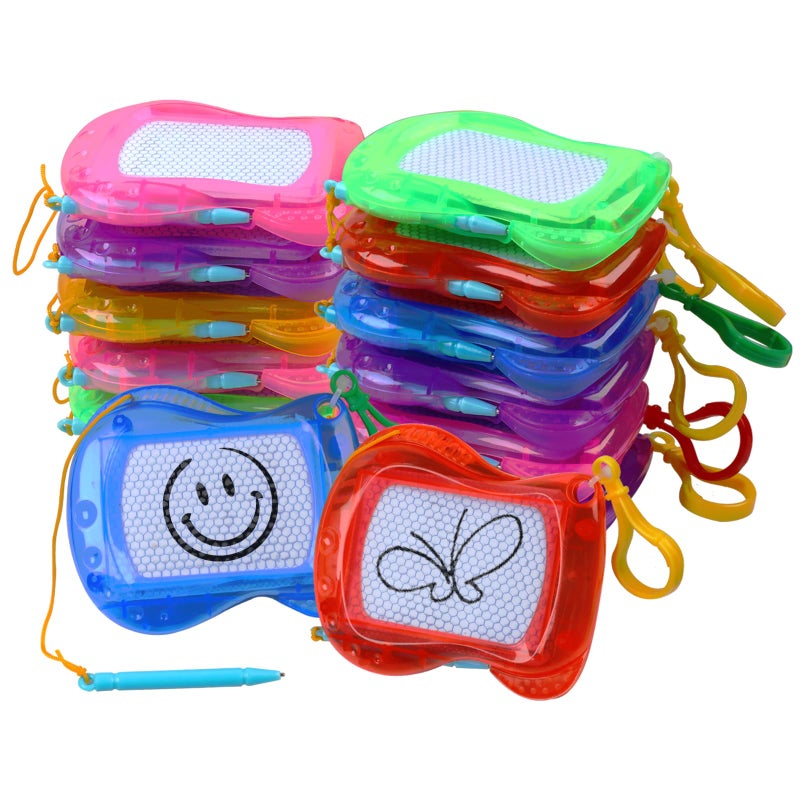 Plzoslly 12 Pack Mini Magnetic Drawing Board for Kids Small Magnetic Doodle Board Set Backpack Keychain Clip Drawing Board Erasable Sketch and Painting Pad for Party Favor Boys and Girls6 Colors - Image 3