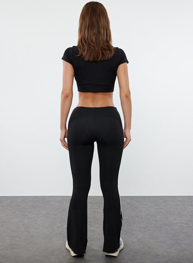 trendyol Black Leg Yoga Knitted Sports Tights with Piping and Zipper Detail  - Image 5
