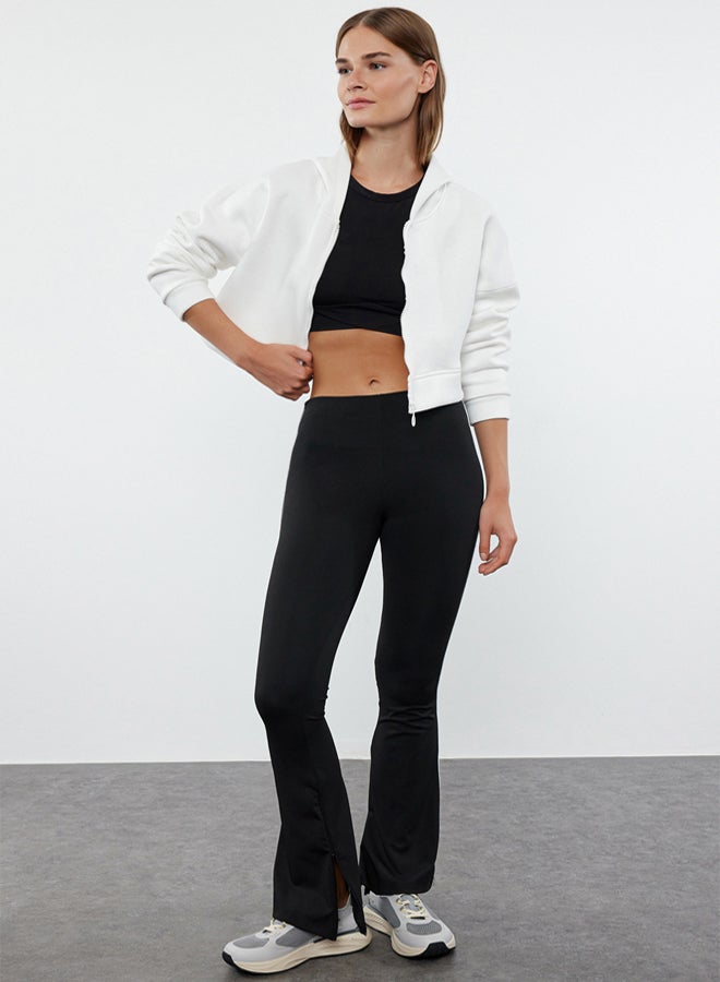 trendyol Black Leg Yoga Knitted Sports Tights with Piping and Zipper Detail  - Image 2