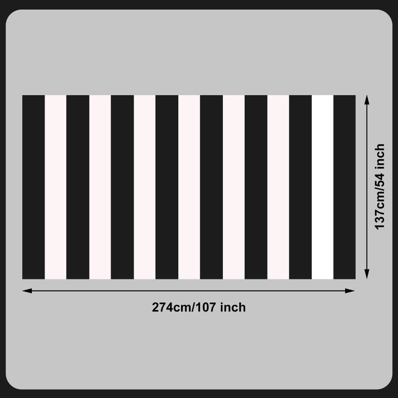 peony man 2 Pieces Black and White Striped Tablecloth Plastic Stripe Table Cover Waterproof Rectangle Tablecloth for Holiday Party Picnic Decoration - Image 2