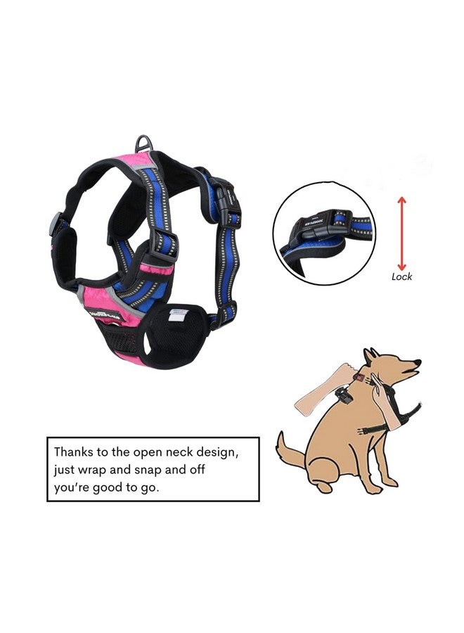 إيميلي بيتس حزام للكلاب متوسط الحجم، سترة خدمة بدون شد مع شرائط عاكسة ومقبض تحكم، قابلة للتعديل ومريحة لسهولة المشي، حزام للحيوانات الأليفة بدون اختناق (وردي، M) - Image 2