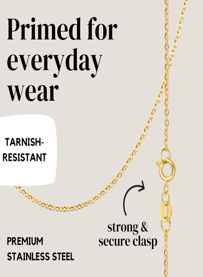 KISPER 24k Gold Over Stainless Steel 1.5mm Thin Cable Link Chain Necklace, 16 inch - Image 4