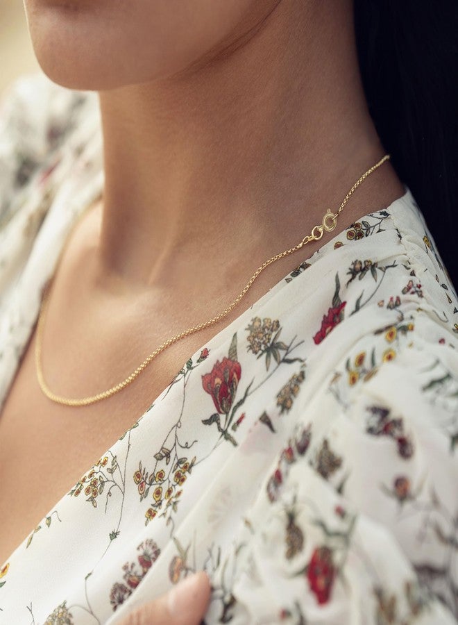 KISPER 24k Gold Over Stainless Steel 1.5mm Thin Cable Link Chain Necklace, 16 inch - Image 5