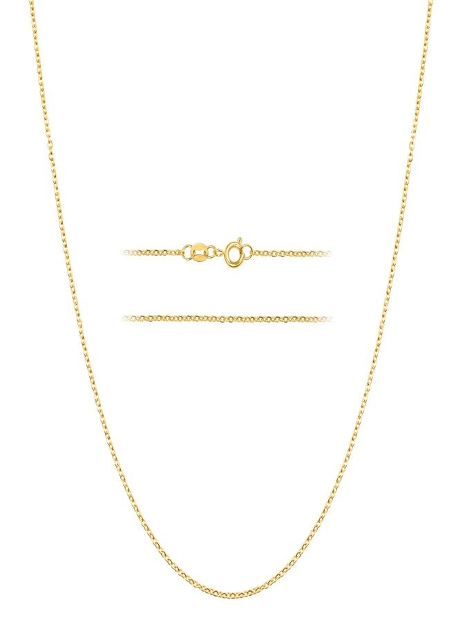 KISPER 24k Gold Over Stainless Steel 1.5mm Thin Cable Link Chain Necklace, 16 inch - Image 1