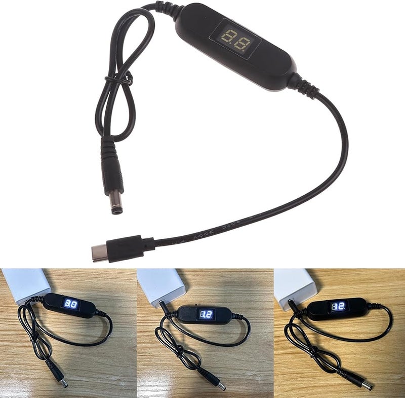 USB C To 1 5V 12V Adjustable Voltage Display Cable 50cm Battery Eliminator For Toy Game LED - Image 3
