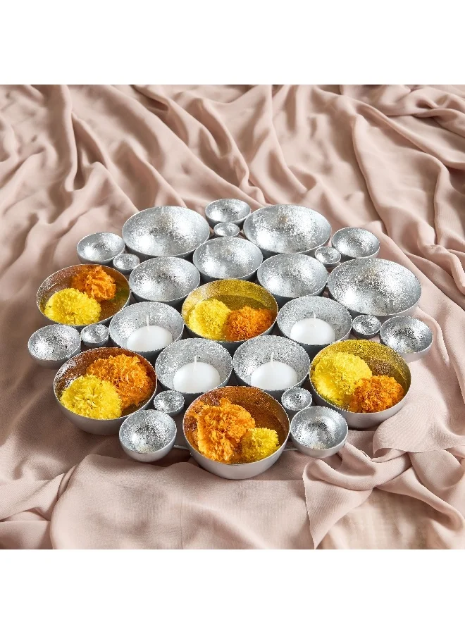 Home Box Neom Metal Flower Tealight Table Wall Holder 40 x 40 x 4 cm