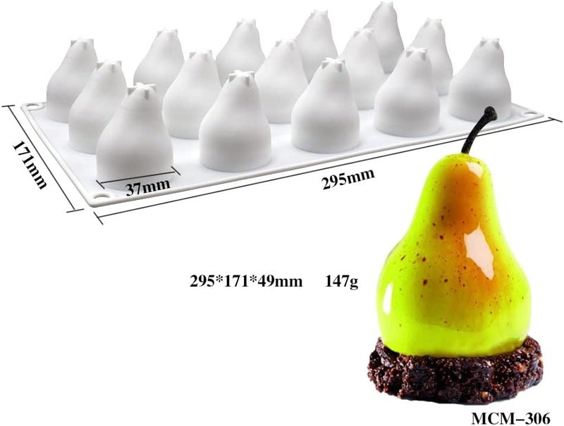 mostsom Silicone Mold Baking Pan Non-Stick Baking Pastry Chocolate Cake Dessert DIY Decoration Tools (Pear U_11.8x6.8x0.2 inch) - Image 5