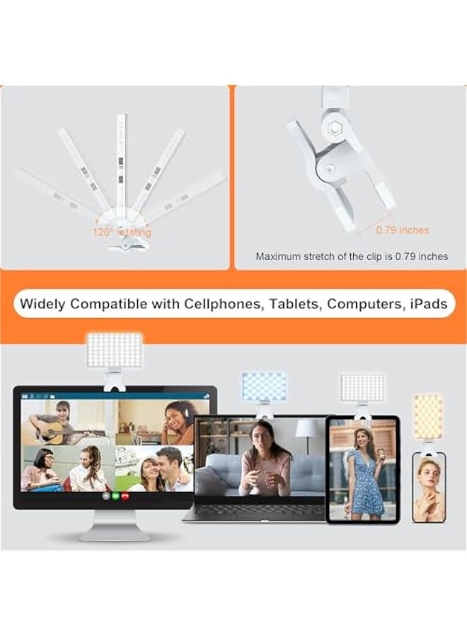 MIXDE Rechargeable Selfie Light with 80 LED Clips, Infinite Adjustment Modes - Ideal for iPhone, Phone, iPad, Laptop, Tiktok, Makeup, Live Stream, Vlog  - Image 4