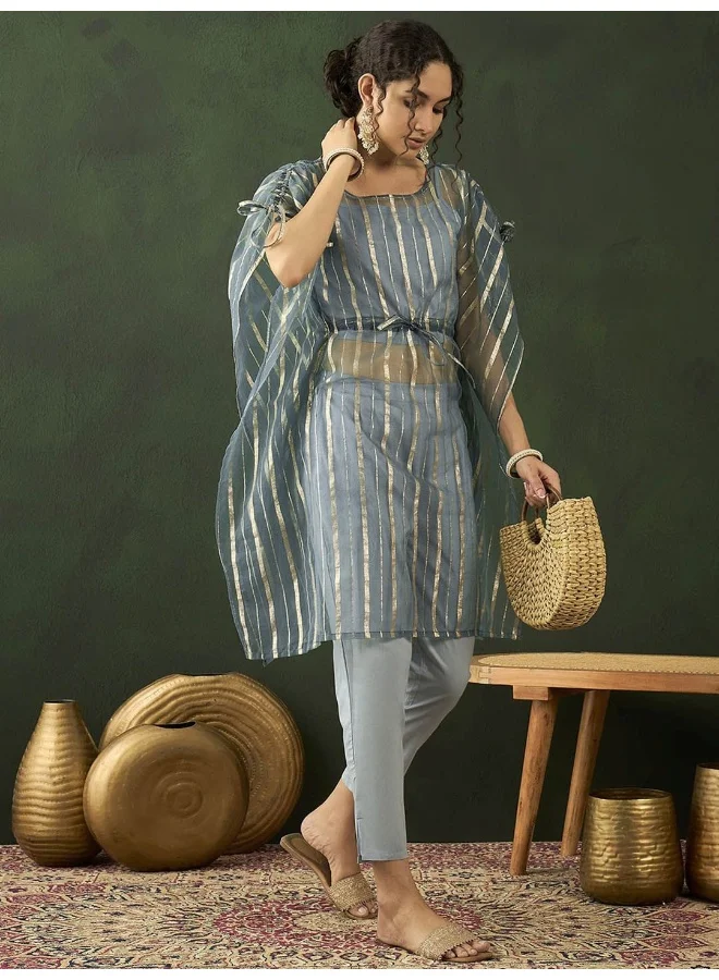 AKS Pure Cotton Ethnic Crop Top & Pant With Zari work Kaftan