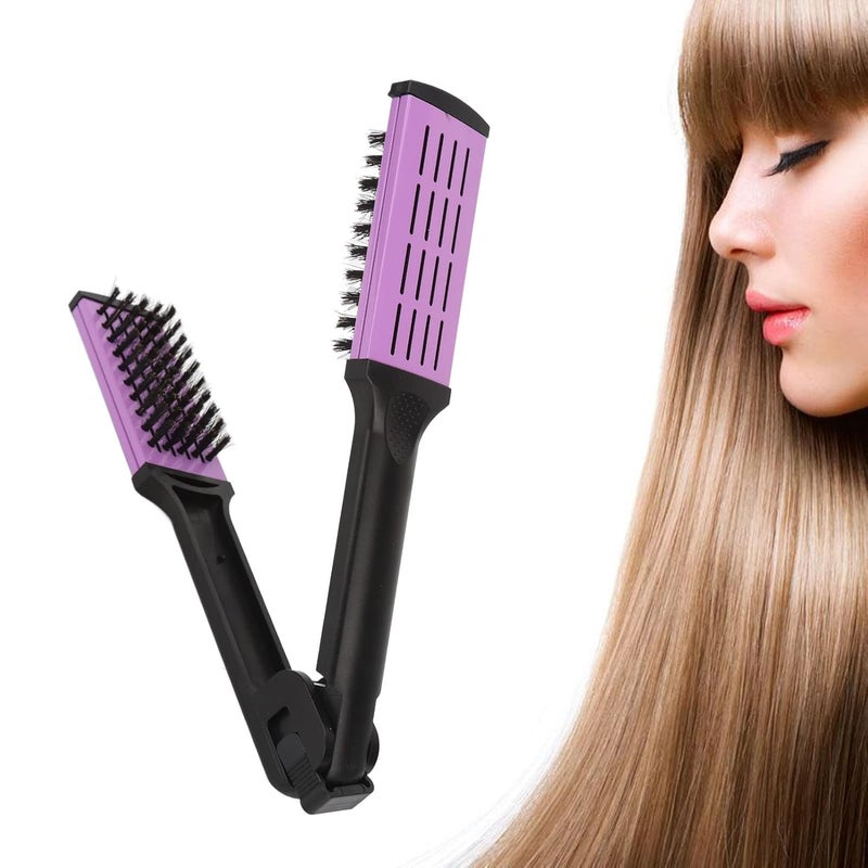 woobles Bristle Clamp Hair Brush, Hair Straightening Comb, Soft Bristles Double Sided Brush Clamp Straightener with Ergonomic Handle for Smoothing and Straight Hair Styles - Image 1