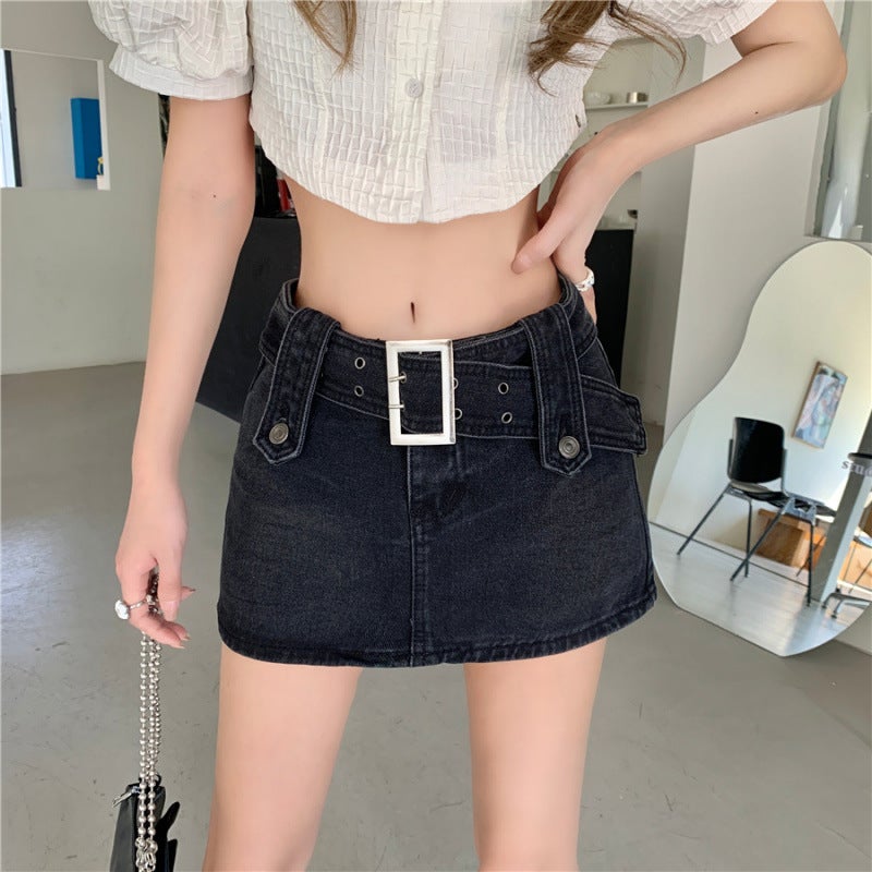 White Girl High Waist Denim Skirt Women'S Summer Ins Trendy Pants Skirt Design Sense Small A- Line Hip Skirt - Image 5