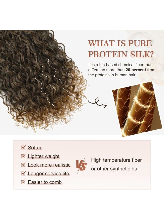 Flufymooz Clip in Hair Extensions, 4PC 100％ Pure Protein Silk Hair Extensions Long Soft Natural Hairpiece 20 Inch Curly Hair Extension for Women (Brown to Dirty Blonde) - Image 3