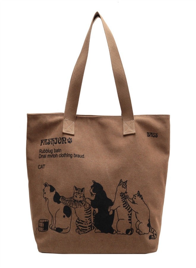 Tote bag canvas large capacity shoulder crossbody fashion handbag - Image 1
