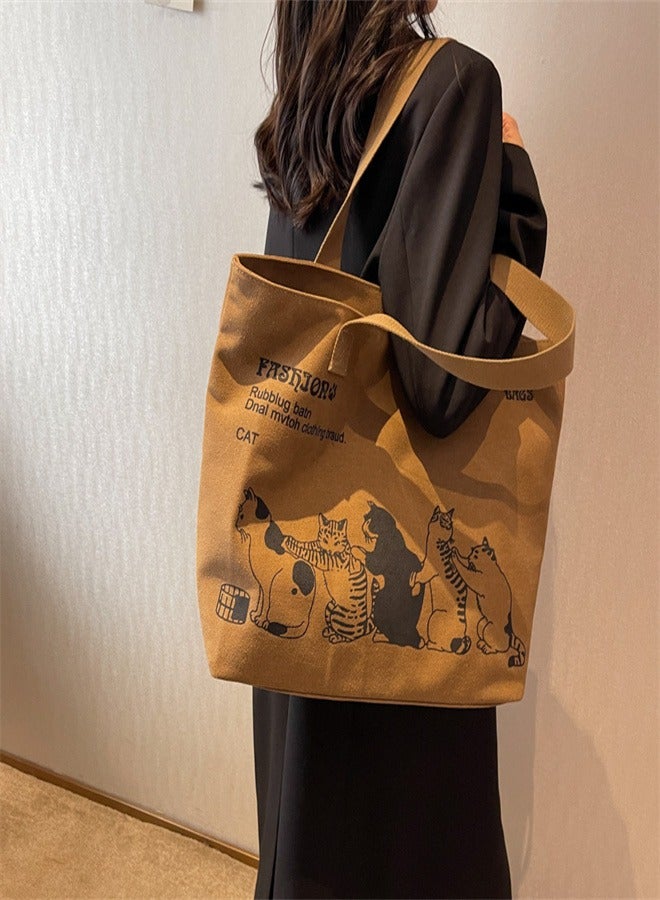 Tote bag canvas large capacity shoulder crossbody fashion handbag - Image 2