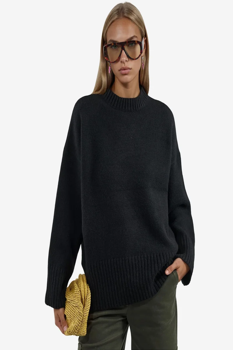 Viorna VIORNA Plain Crew Neck Sweatshirt