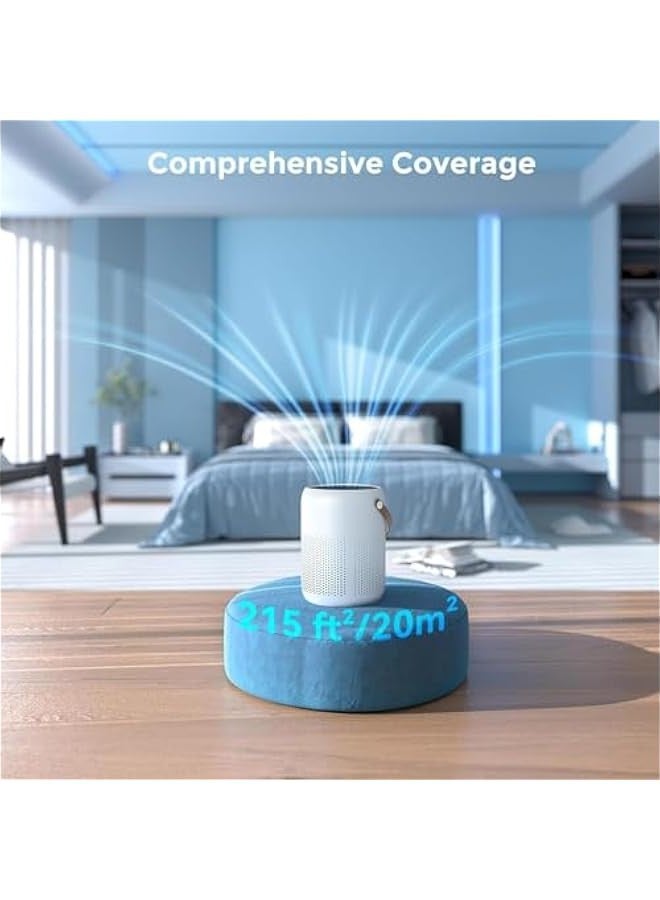 Beauenty Air Purifier, H13 HEPA Air Purifier, Portable Purifier, 3-in-1 Filter, 99.7% Air Cleaner, 4 Operating Modes, Air Quality Detect, Night Light, Max 216 sq.ft, Type-C Plug, Low Noise, Filter Replace - Image 5