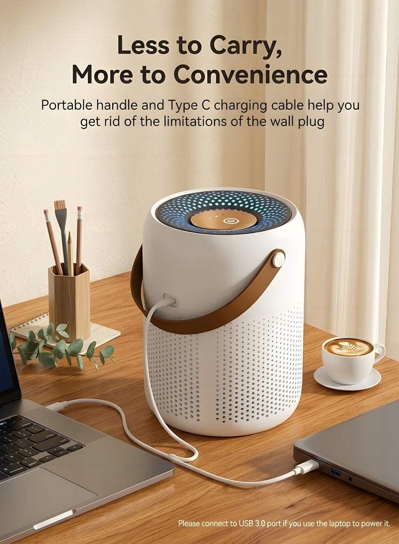 Beauenty Air Purifier, H13 HEPA Air Purifier, Portable Purifier, 3-in-1 Filter, 99.7% Air Cleaner, 4 Operating Modes, Air Quality Detect, Night Light, Max 216 sq.ft, Type-C Plug, Low Noise, Filter Replace - Image 4