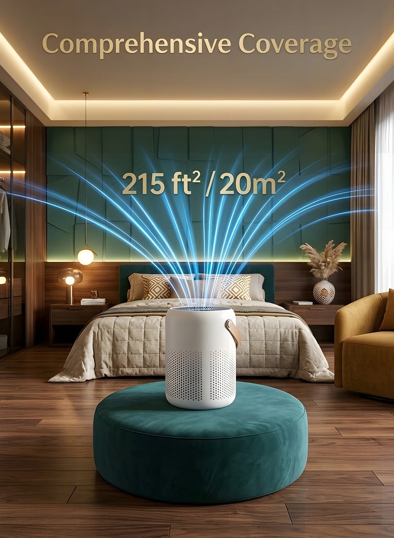 Beauenty Air Purifier, H13 HEPA Air Purifier, Portable Purifier, 3-in-1 Filter, 99.7% Air Cleaner, 4 Operating Modes, Air Quality Detect, Night Light, Max 216 sq.ft, Type-C Plug, Low Noise, Filter Replace - Image 5