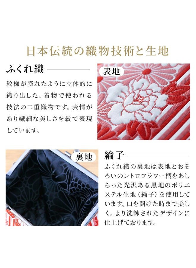 noren Japanese Wallet, Japanese Coin Purse, (KIKKA Chrysanthemum), Made in Japan, Double Purse with Pocket, Japanese Pattern, Pink, L - Image 5