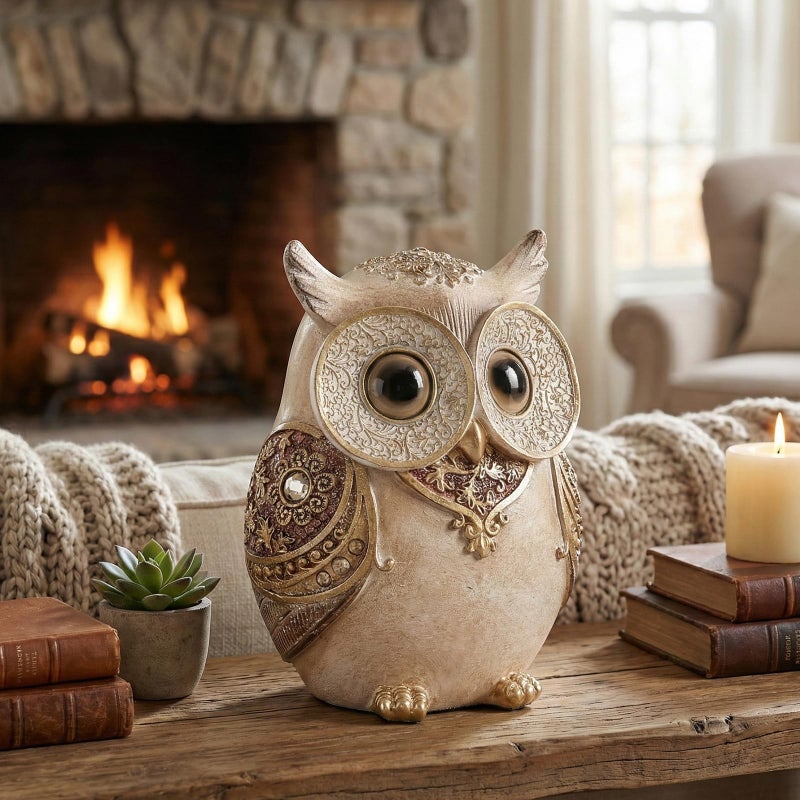Smadeer Owl Statue for Home Decoration for Shelf Bookshelf OfficeTable Indoor Decor Accents Adorable Big Eye Owl Statues and Sculptures Animal Owls Gift for Bird Lover Cute Figurine - Image 5