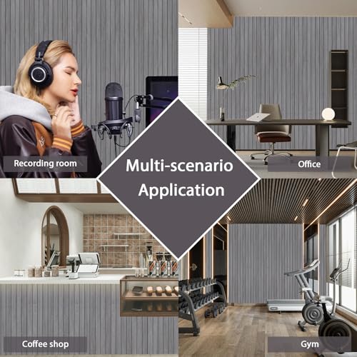 Abyssaly Wood Slat Wall Panels,Grey 3D Slat Wallpaper Textured Wall Tiles for Living Room, Self Adhesive Faux Wood Panel Covering 15.7in x 118in - Image 3