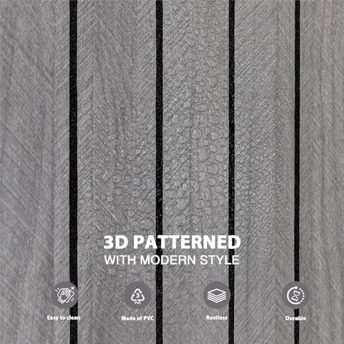 Abyssaly Wood Slat Wall Panels,Grey 3D Slat Wallpaper Textured Wall Tiles for Living Room, Self Adhesive Faux Wood Panel Covering 15.7in x 118in - Image 2