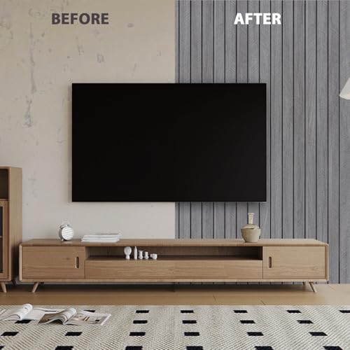 Abyssaly Wood Slat Wall Panels,Grey 3D Slat Wallpaper Textured Wall Tiles for Living Room, Self Adhesive Faux Wood Panel Covering 15.7in x 118in - Image 5