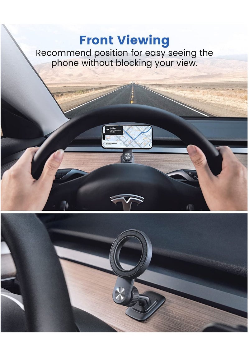 for MagSafe Car Mount Magnetic Phone Holder Dash Fit Curved Surface Flexible Rotation  - Image 2