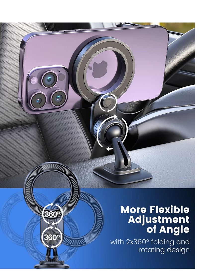 for MagSafe Car Mount Magnetic Phone Holder Dash Fit Curved Surface Flexible Rotation  - Image 3